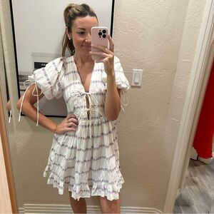 Topshop White Mini Dress with Purple Accents